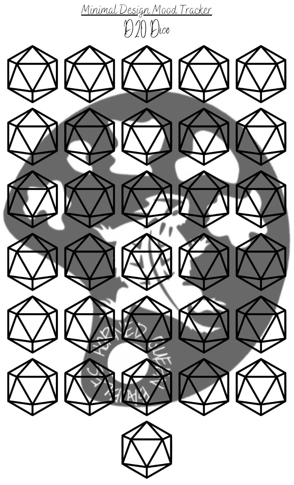 D20 Dice (A5 & Letter) Bujo Tracker